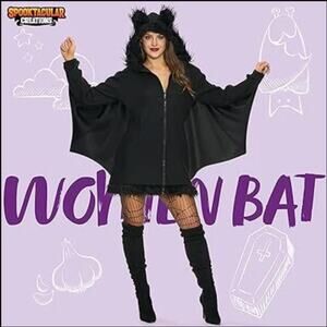 NWT Spooktacular Creations Woman Bat Hoodie Costume Size XXL